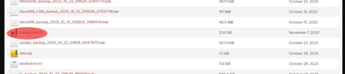 A 21.6 GB data file believed to belong to Boeing was made public by the hacker group Lockbit. Source: Malware Hunter Team