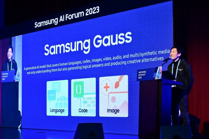 Three generative AI models from Samsung Gauss were introduced at the Samsung AI Forum 2023 event. Photo: Samsung