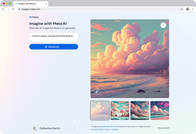 Imagine with Meta AI website interface. Photo: Techcrunch